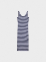 %Pto% Striped midi knit dress navy front view