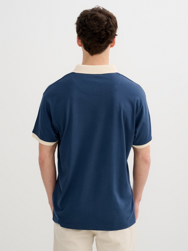 Polo Clásico de Jersey azul petróleo vista media trasera