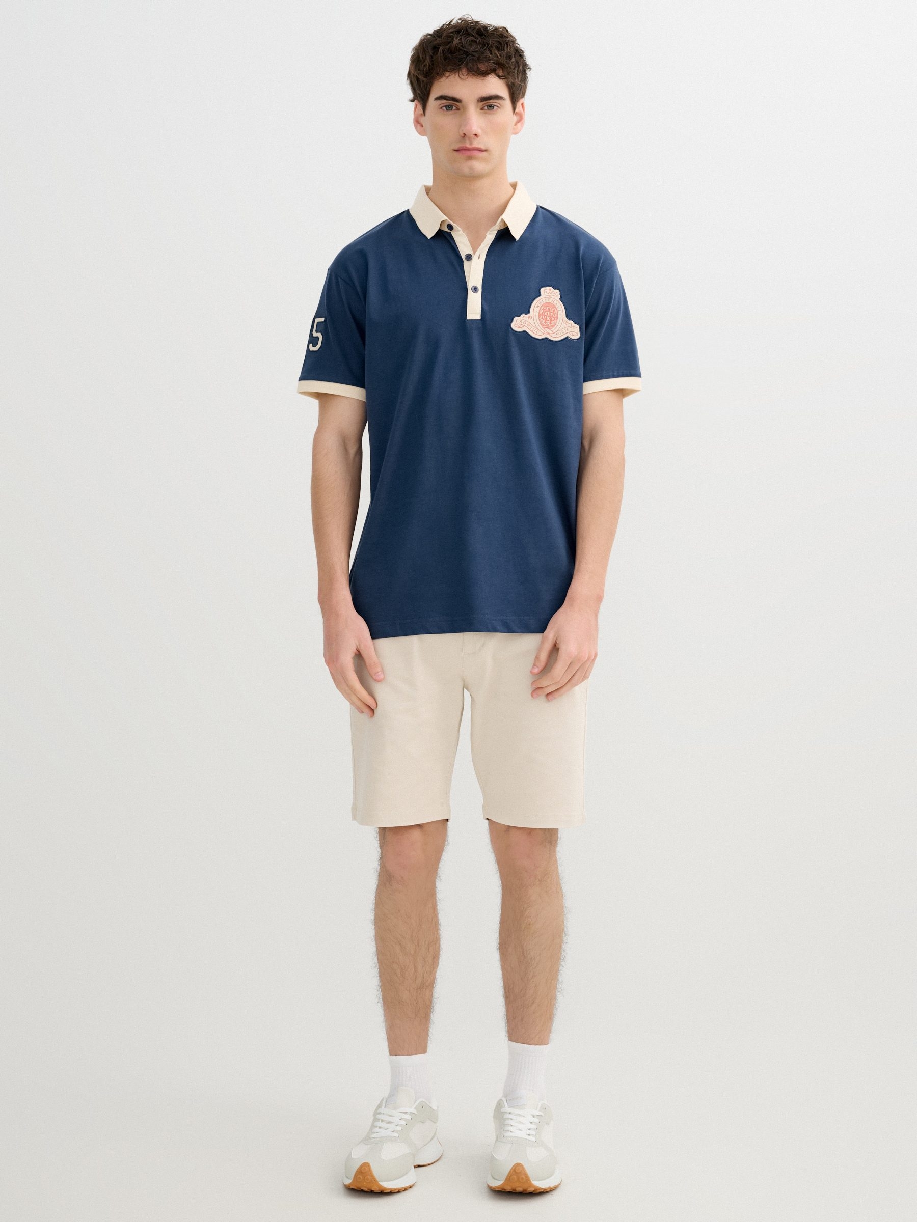 Polo Clásico de Jersey azul petróleo vista media frontal