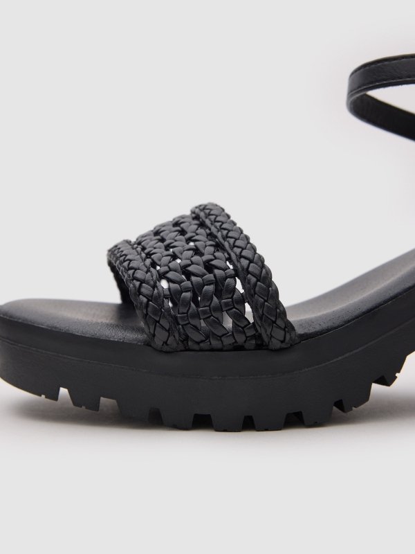Platform sandal with straps black detail view