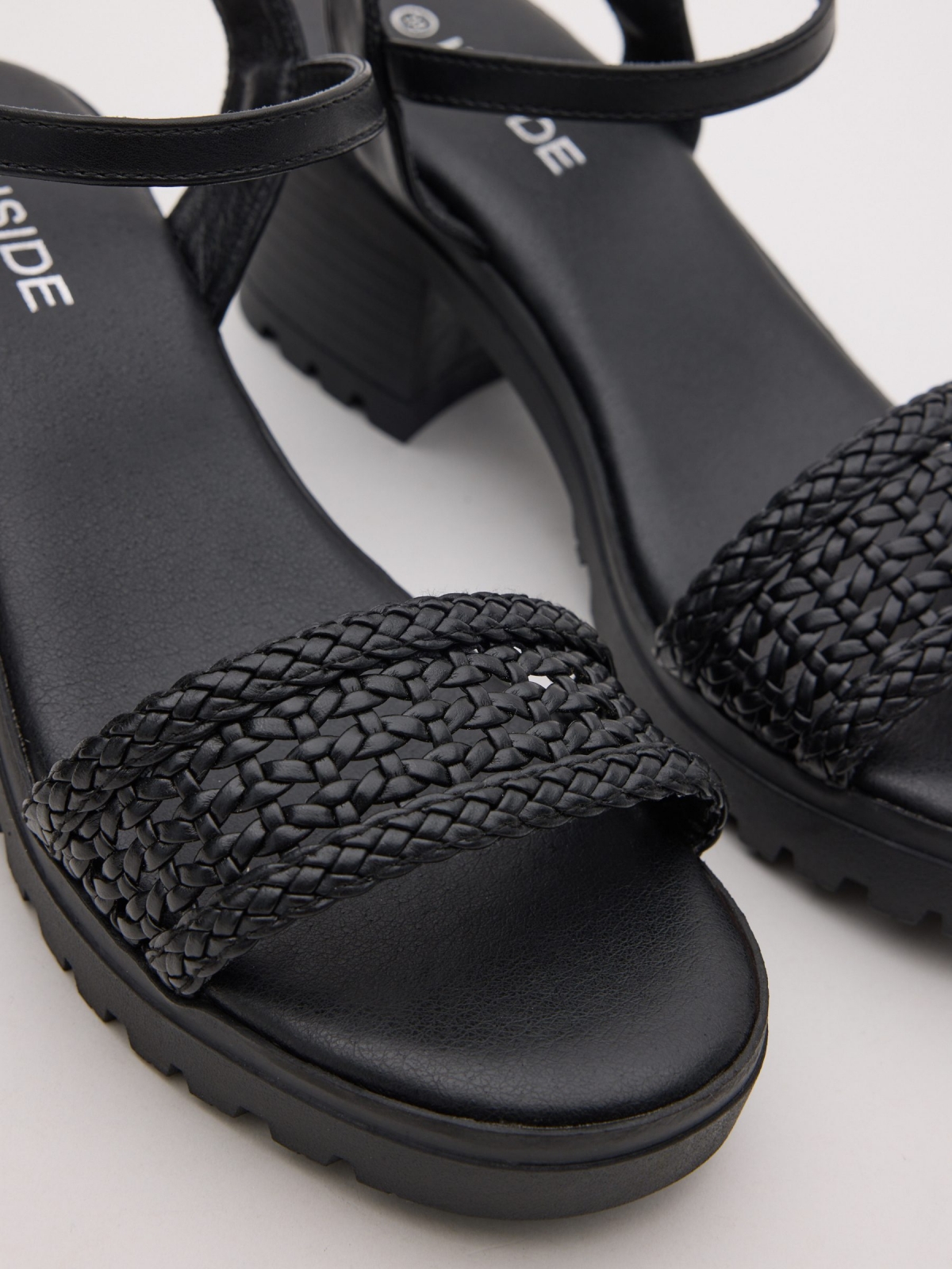 Platform sandal with straps black detail view