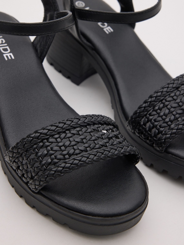 Platform sandal with straps black detail view