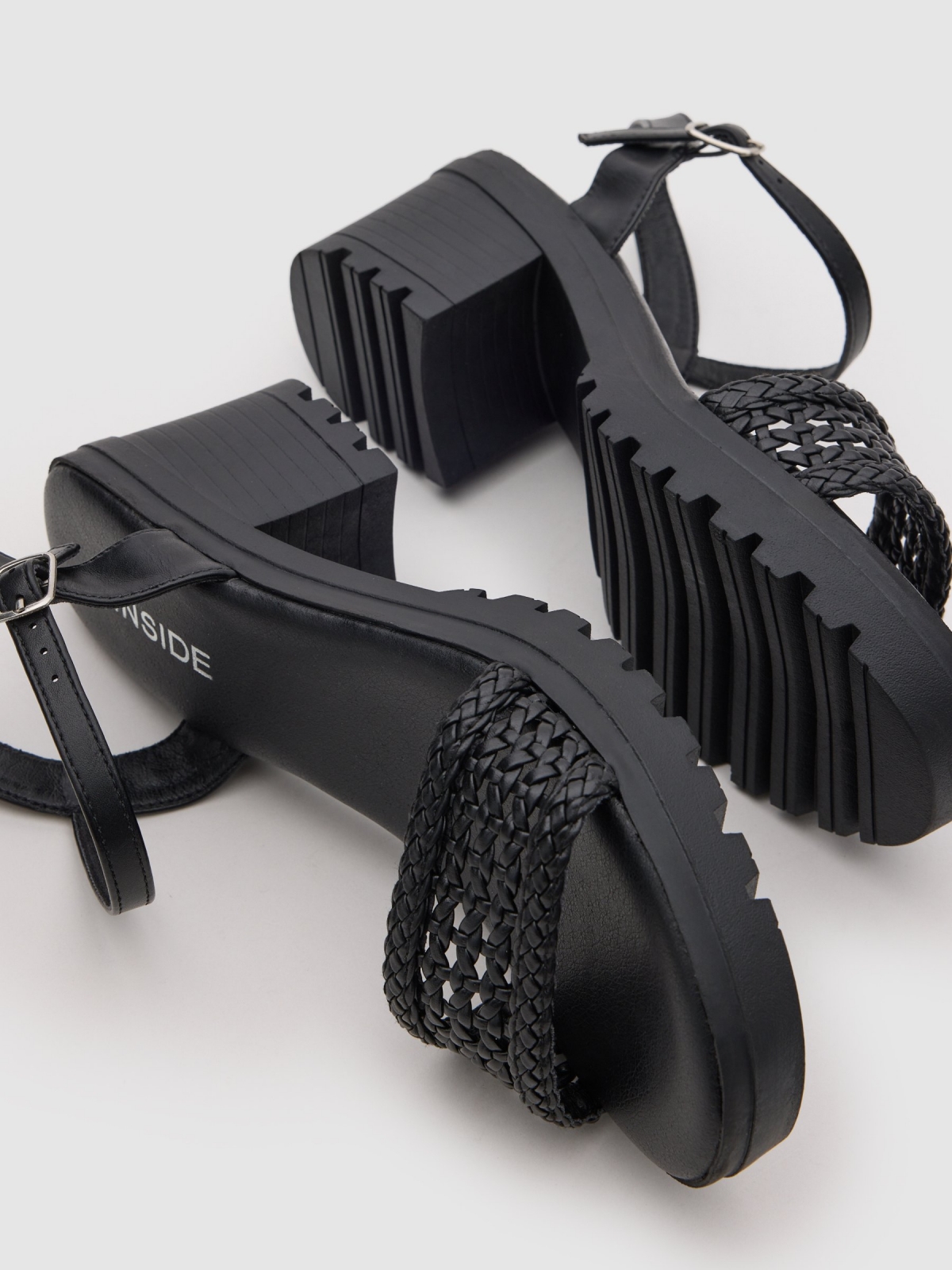 Platform sandal with straps black detail view