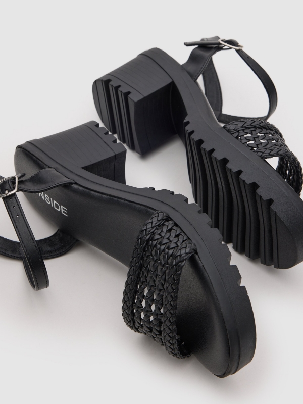 Platform sandal with straps black detail view