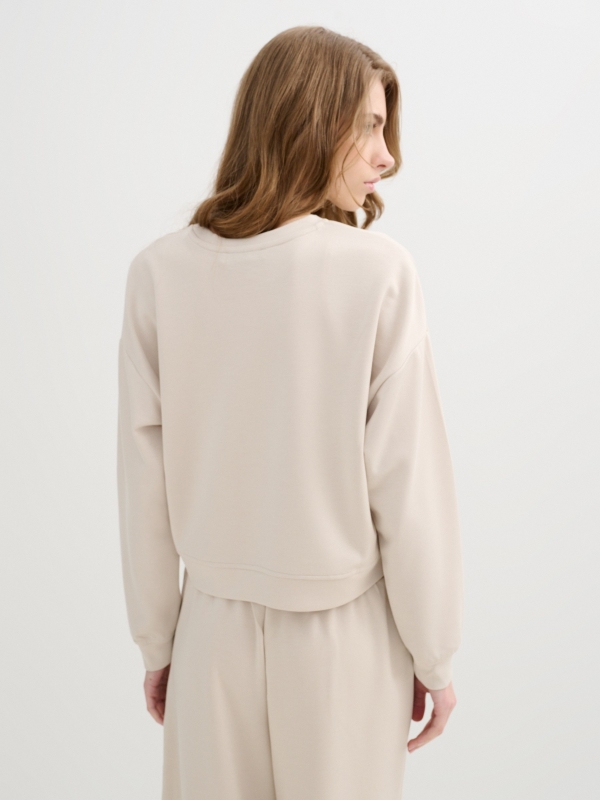 Basic crew neck sweatshirt raw middle back view