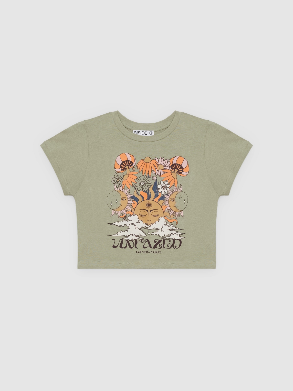 %Pto% Camiseta Sol Cósmico verde grisáceo vista frontal