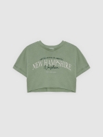 %Pto% Camiseta cropped verde verde grisáceo vista frontal