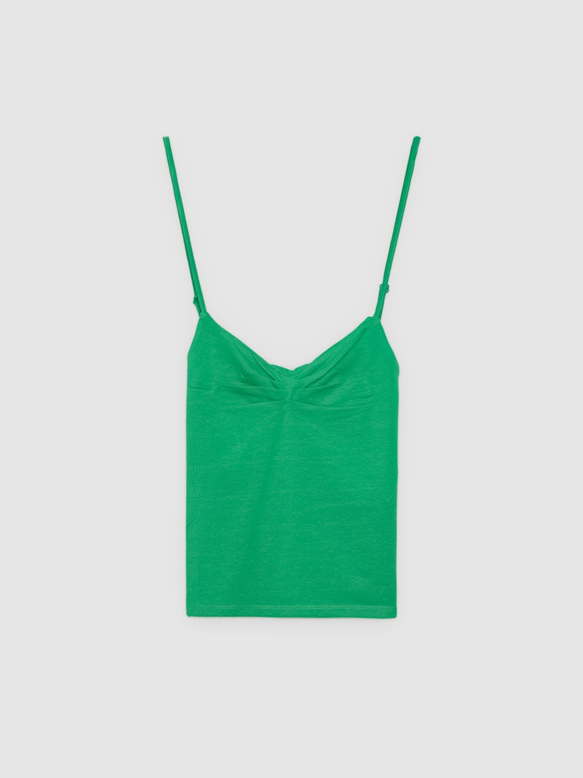 %Pto% Camiseta tirantes escote corazón fruncido verde vista frontal
