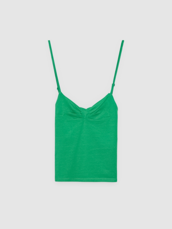  Ruched sweetheart neckline tank top green front view