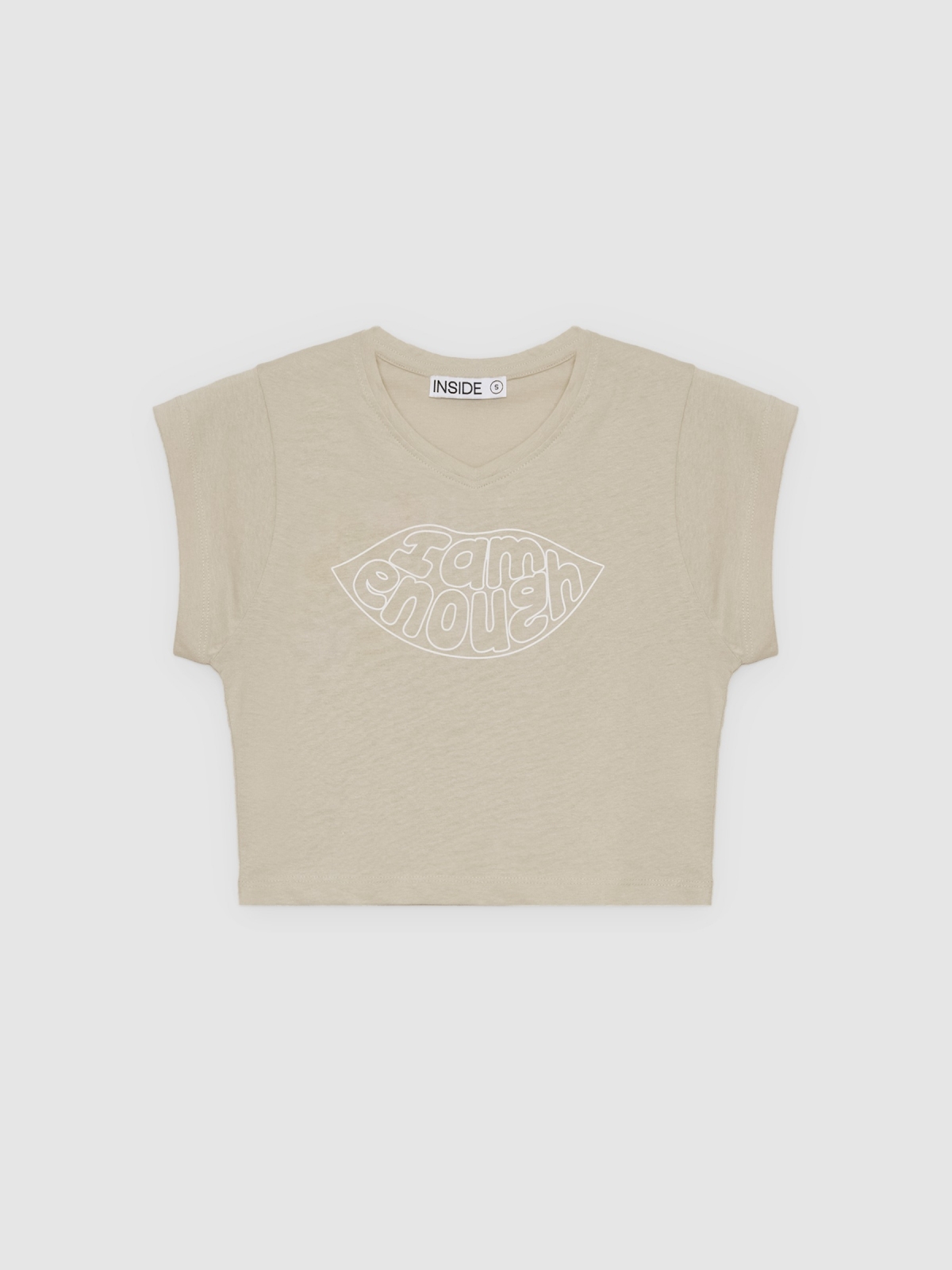 %Pto% Camiseta lettering algodão taupe vista frontal