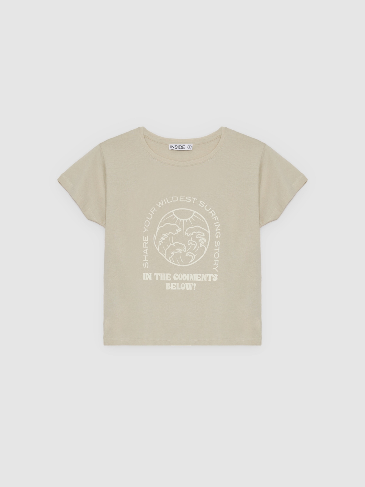 %Pto% Camiseta algodão tropical taupe vista frontal