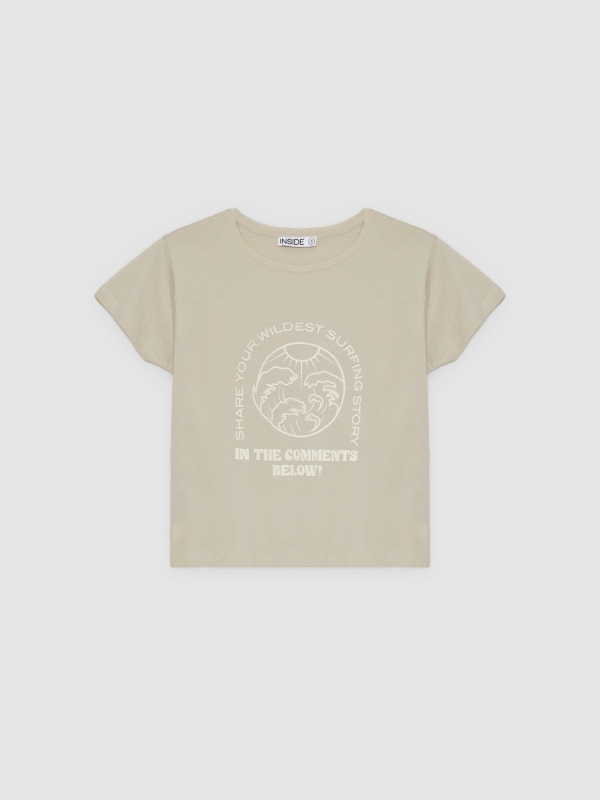  Camiseta algodão tropical taupe vista frontal