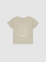 %Pto% Camiseta algodón tropical taupe vista frontal