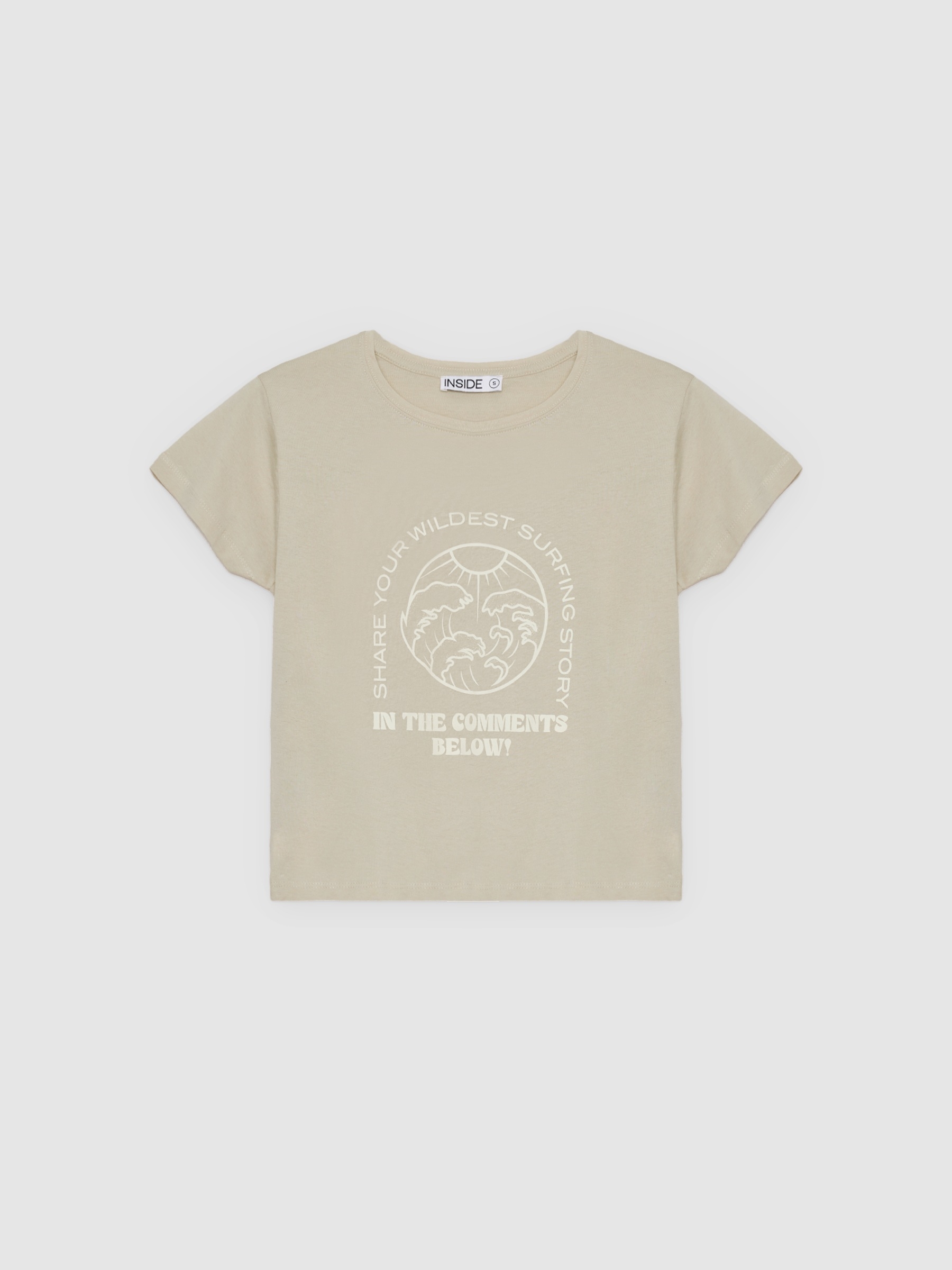 Tropical cotton t-shirt taupe middle front view