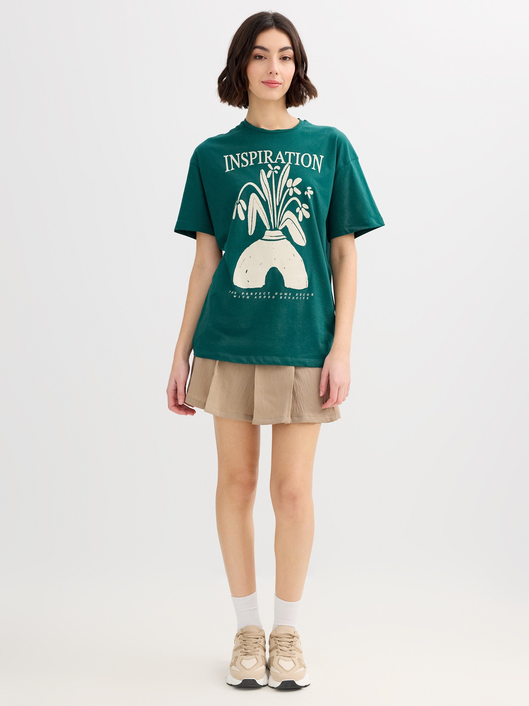 Inspiration T-shirt dark green middle front view