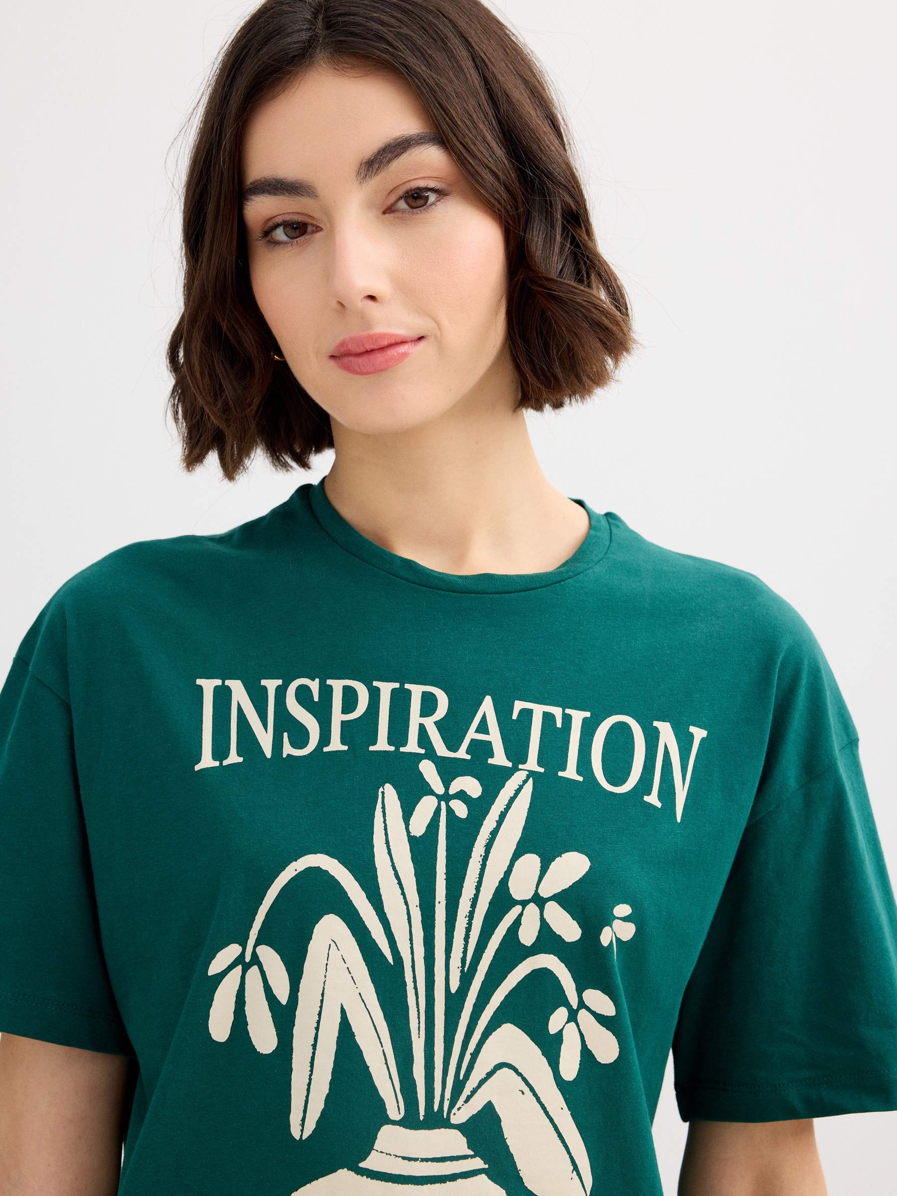 Inspiration T-shirt dark green middle front view