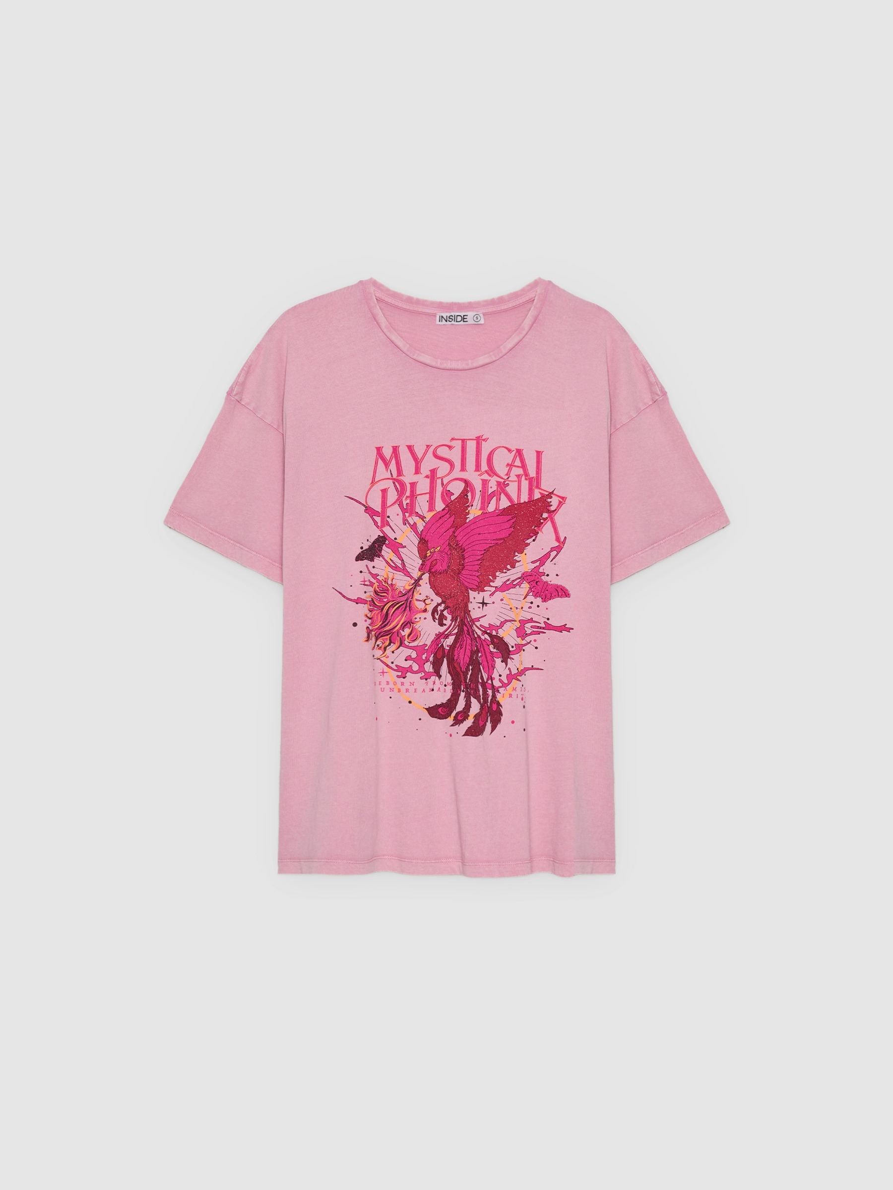 Pink oversized t-shirt pastel purple middle front view