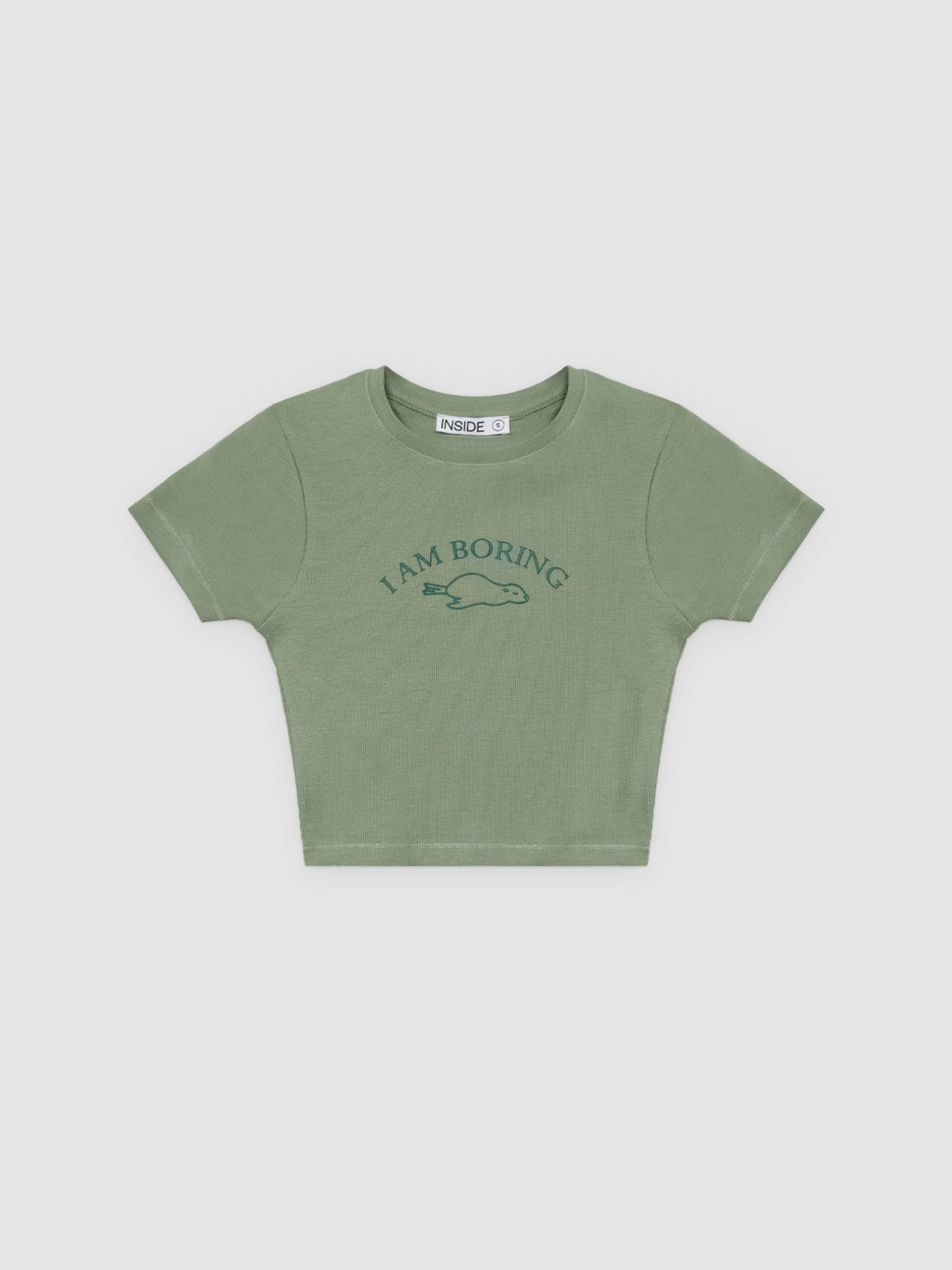 %Pto% Boring crop top shirt greyish green front view