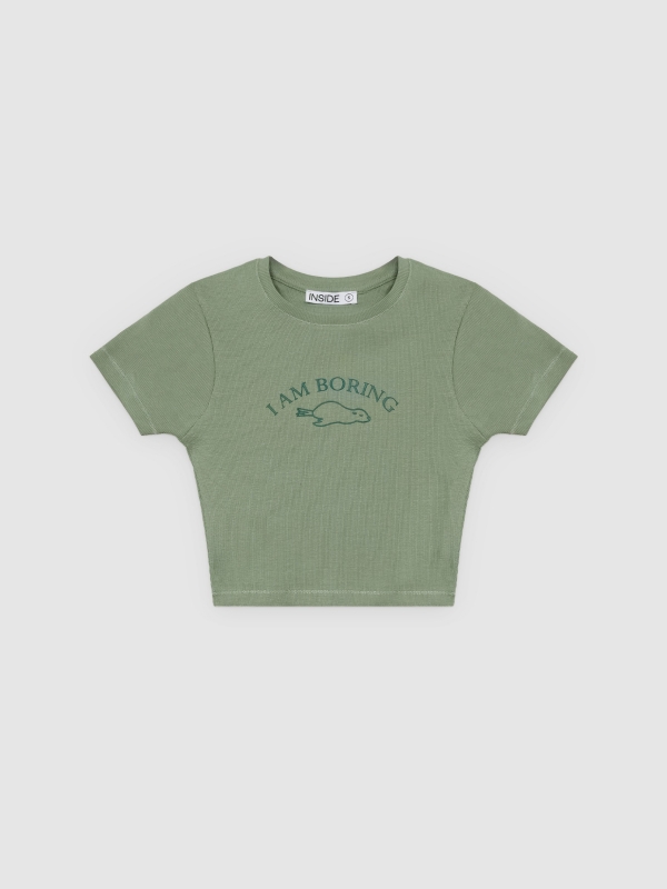  Boring crop top shirt greyish green front view