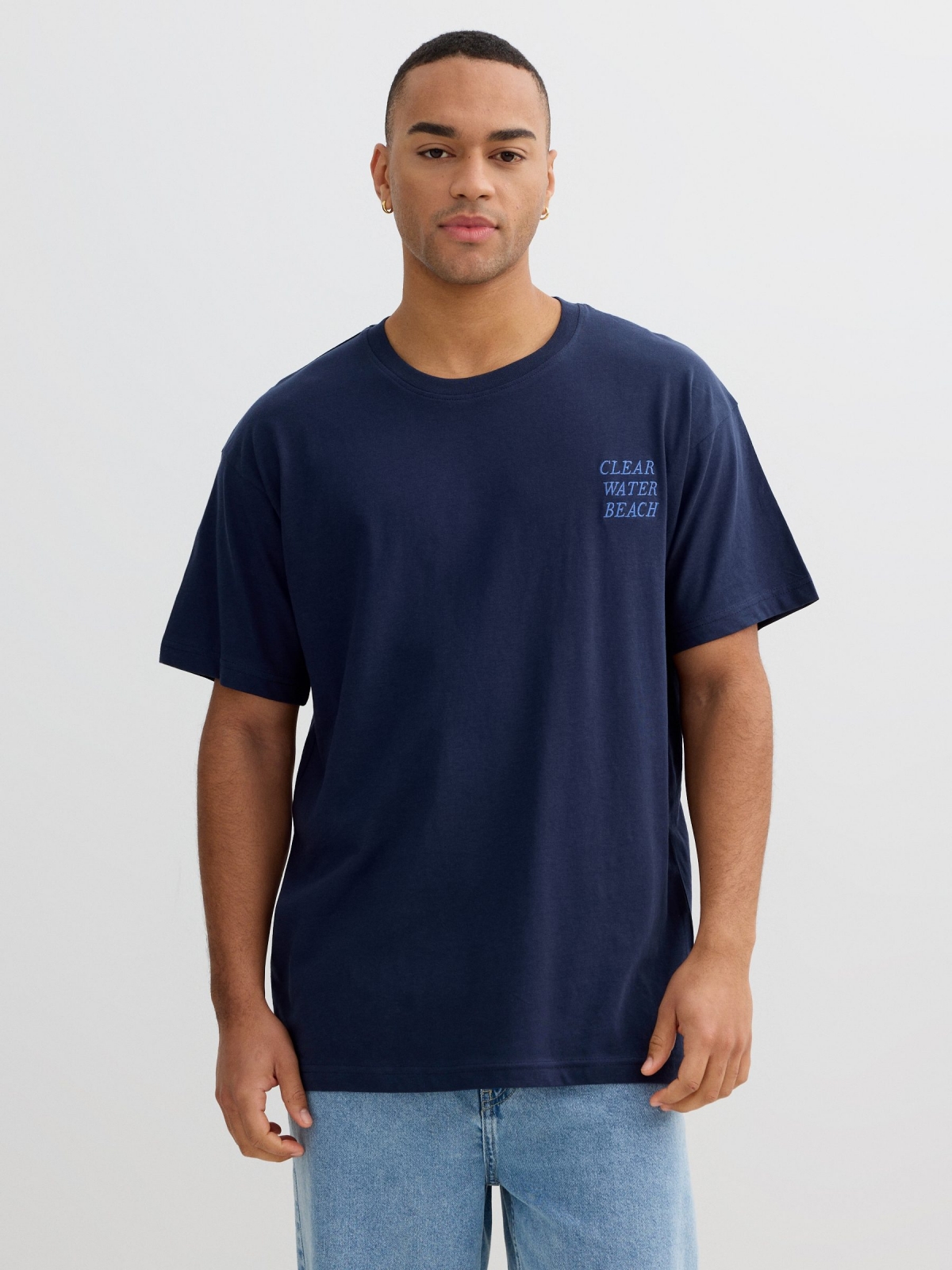 Clear Water Beach T-shirt navy middle front view