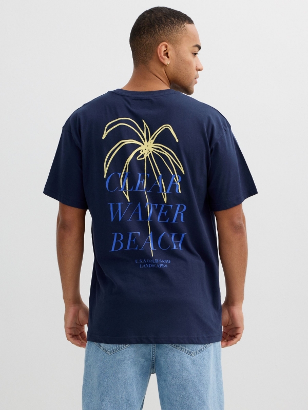 Clear Water Beach T-shirt navy middle back view