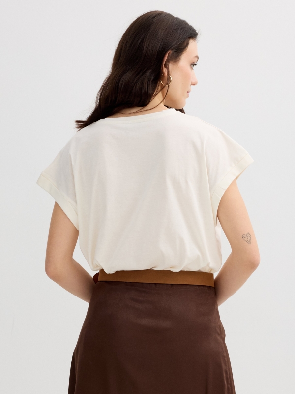 Camiseta Budapest sin mangas blanco roto vista media trasera