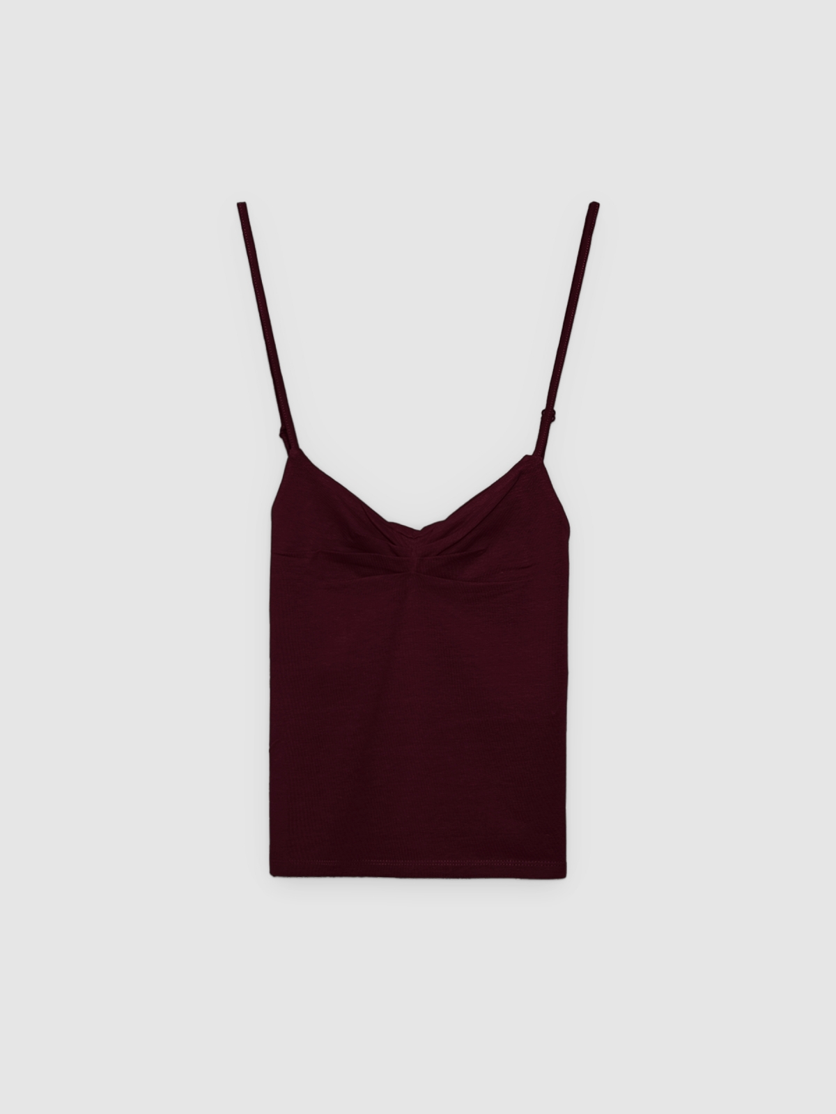 %Pto% Camiseta tirantes escote corazón fruncido naranja vista frontal