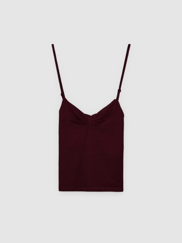  Ruched sweetheart neckline tank top orange front view