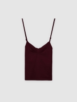 %Pto% Camiseta de alças decote coração franzido laranja vista frontal