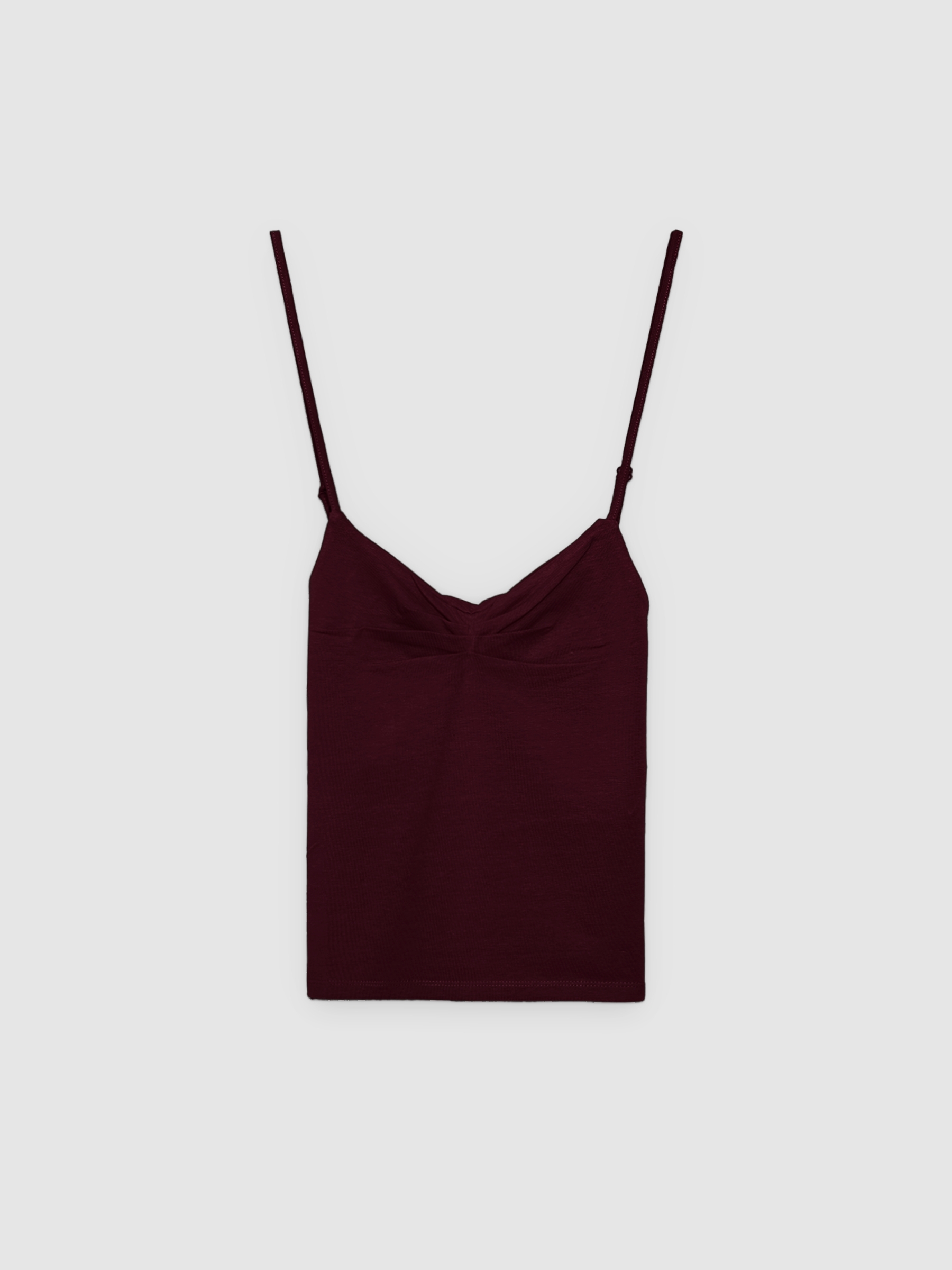 Camiseta de alças decote coração franzido laranja vista meia frontal