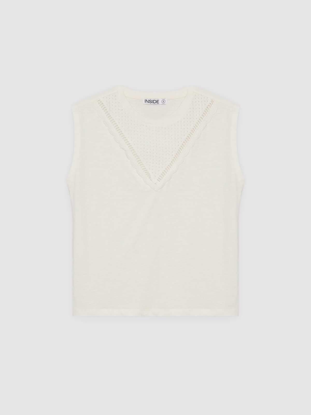 %Pto% Sleeveless slub t-shirt off white front view