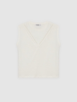%Pto% Sleeveless slub t-shirt off white front view