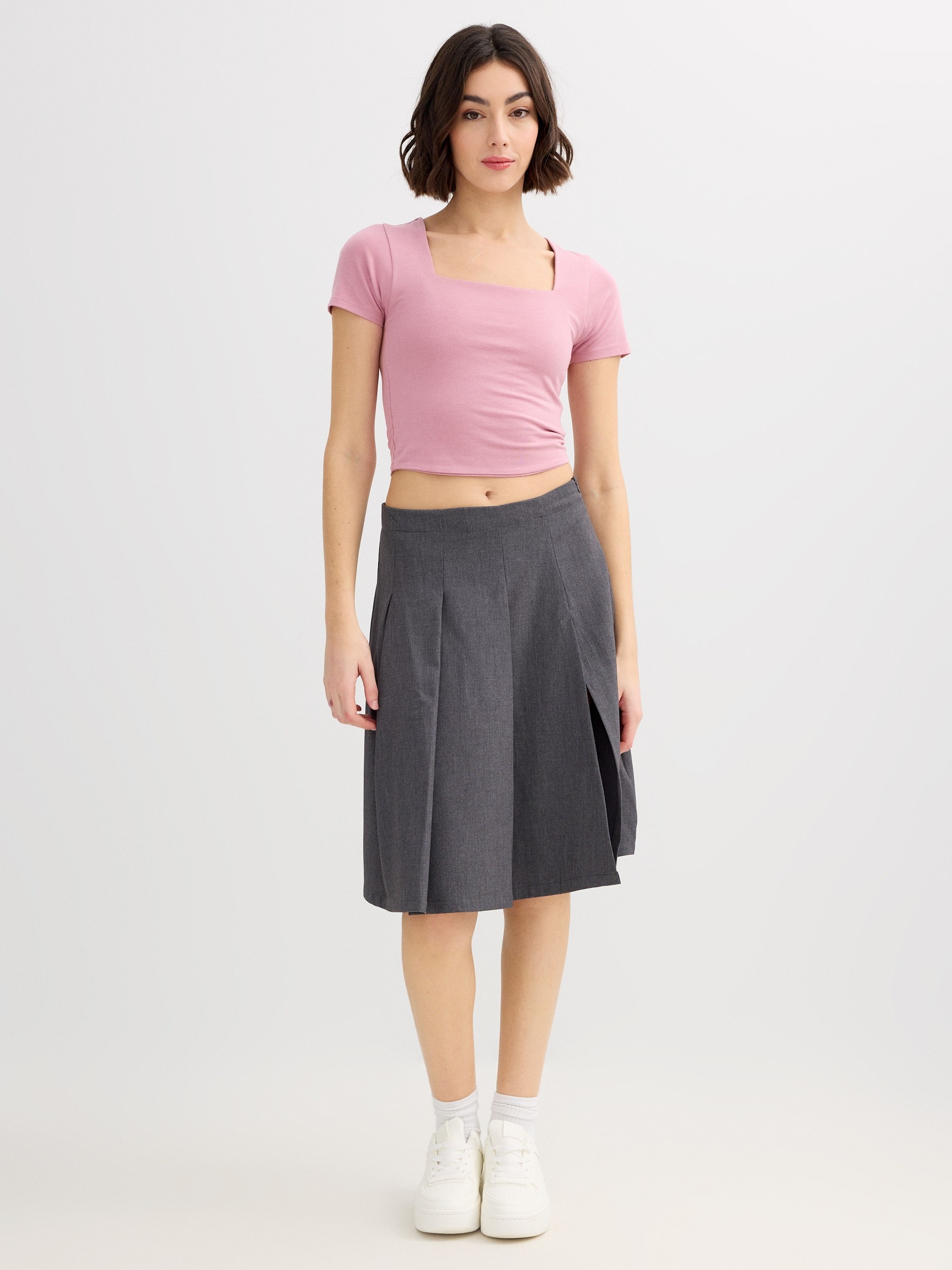 Viscose crop top square neckline