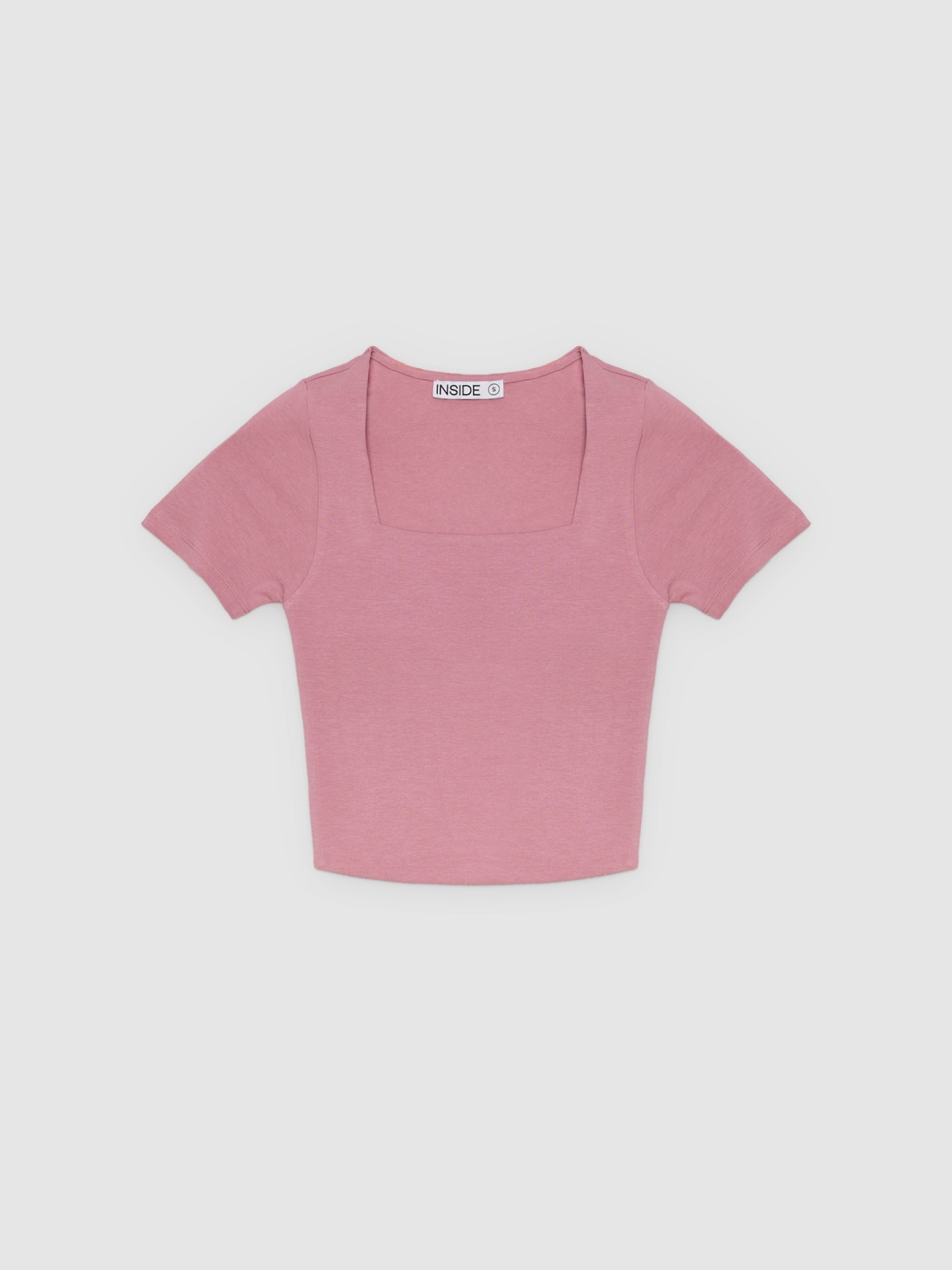 %Pto% Camiseta cropped viscose decote quadrado púrpura pastel vista frontal