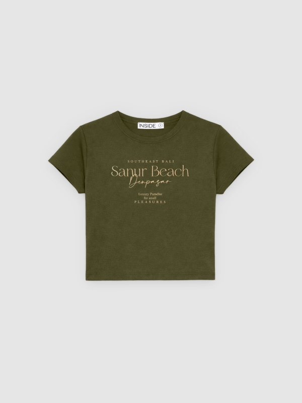  Camiseta slim de viscosa kaki vista frontal