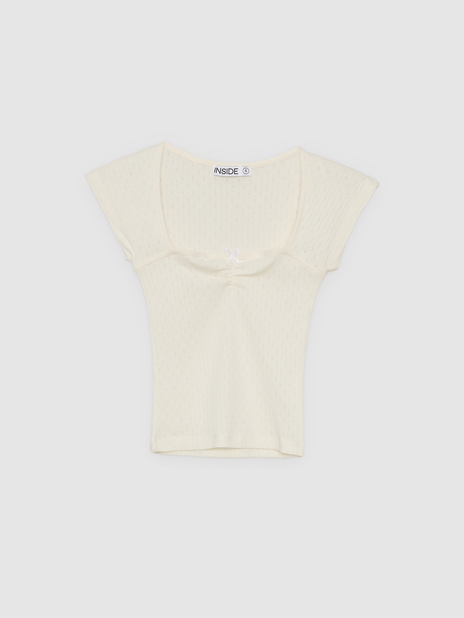 Camiseta vazada de algodão off white vista meia frontal