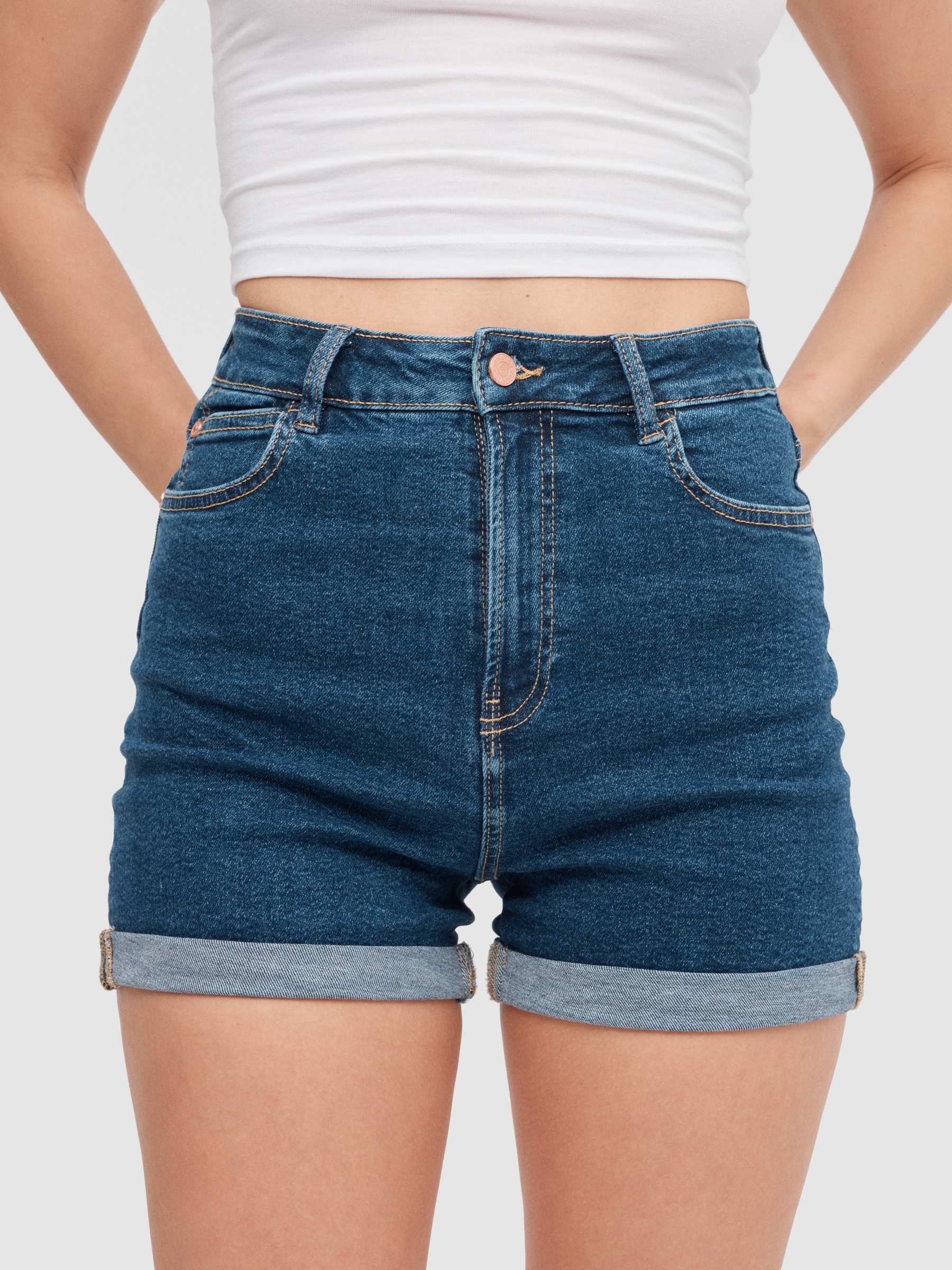 High-waisted denim shorts