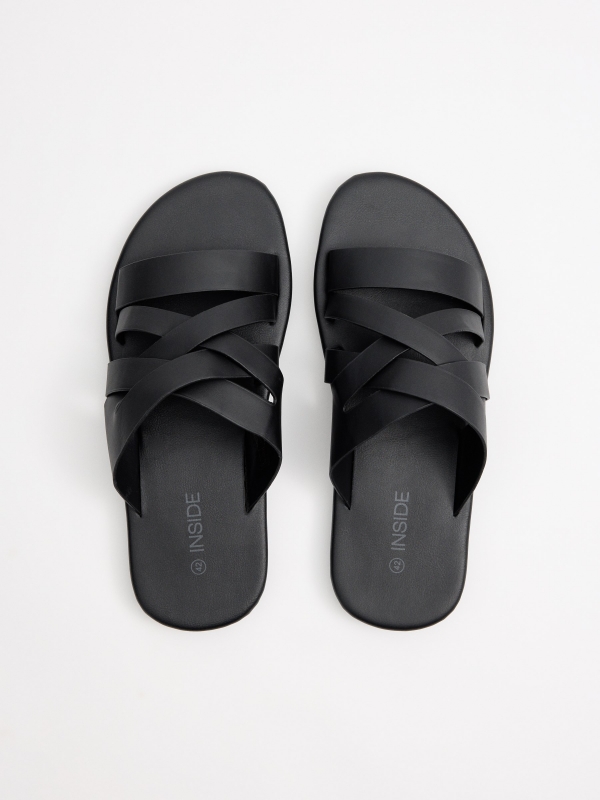 Cross-strap sandals black zenithal view