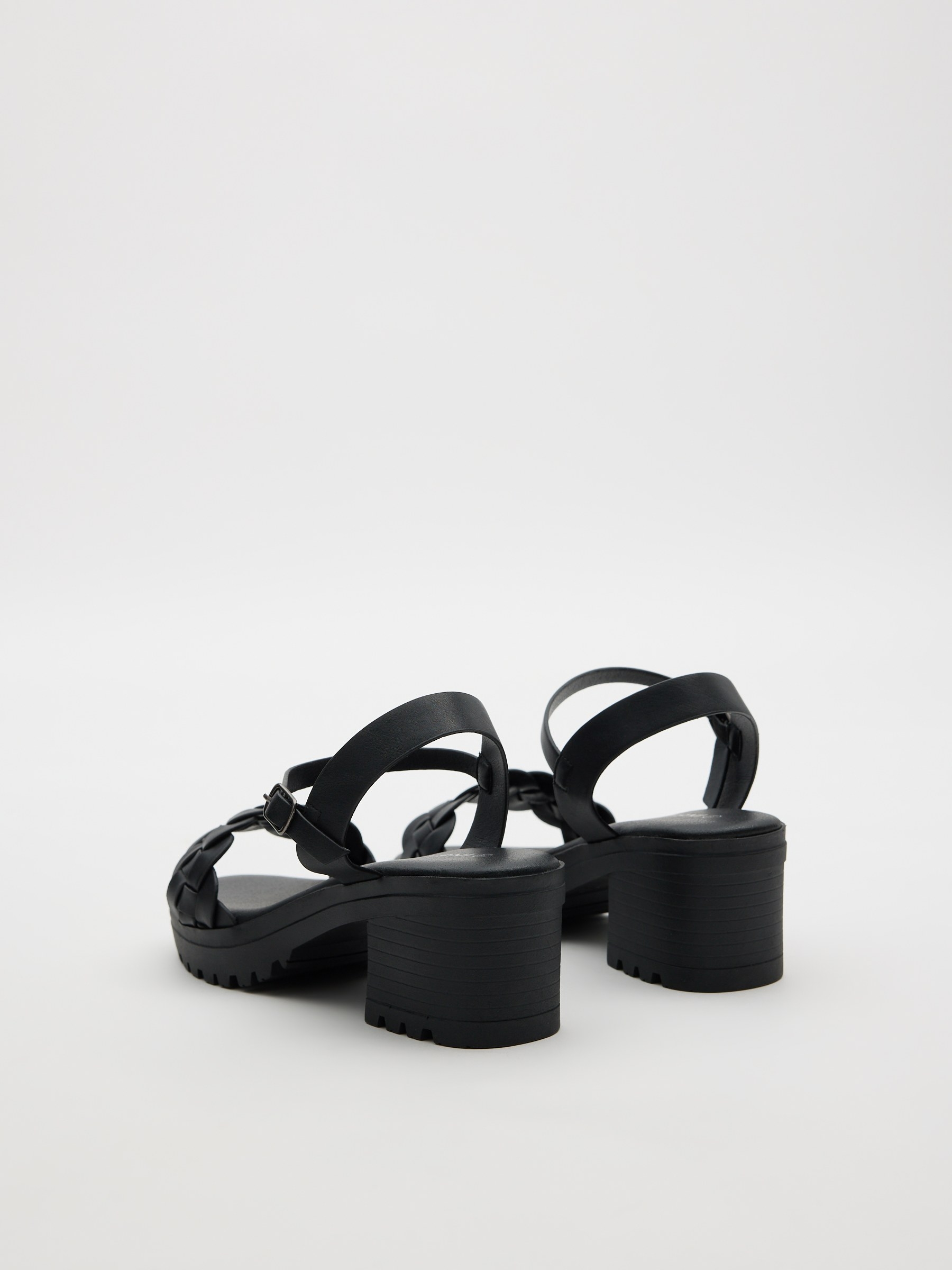 Platform sandals with braided straps black