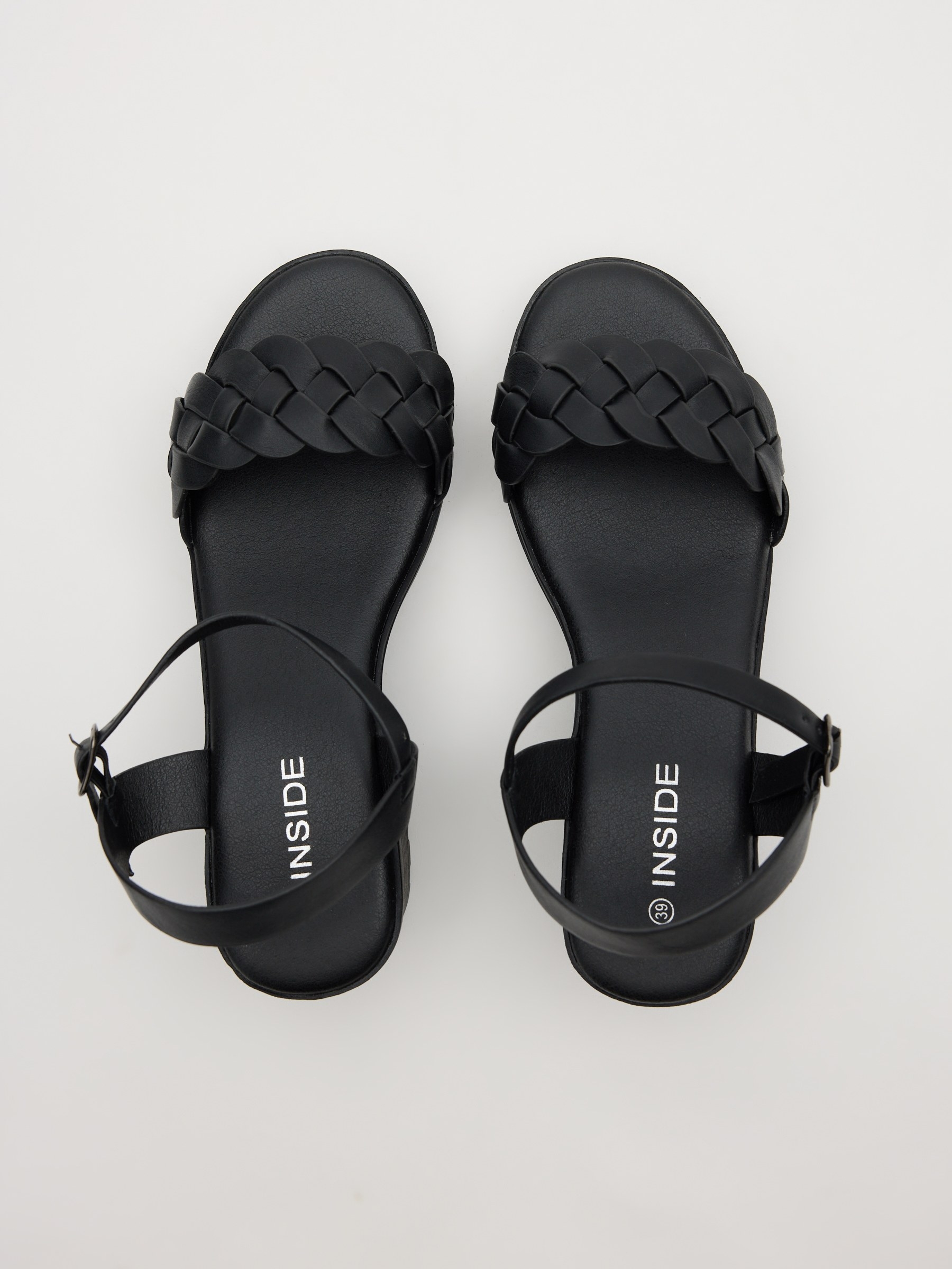 Platform sandals with braided straps black