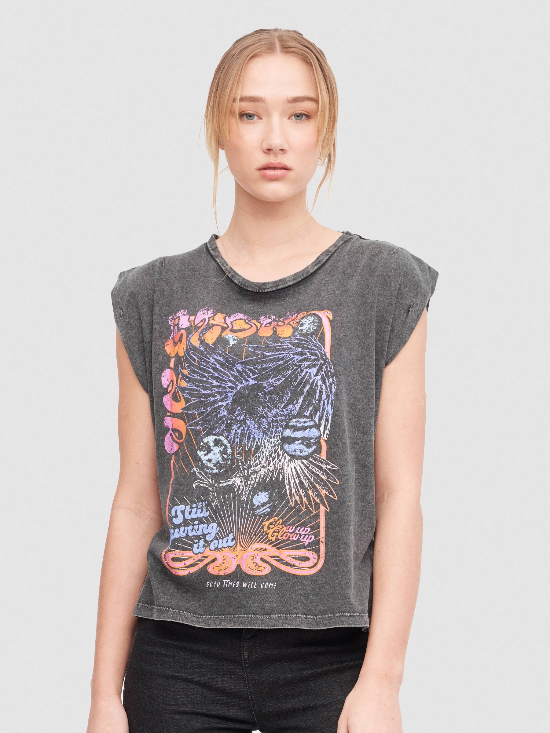 Glow tank top dark grey middle front view