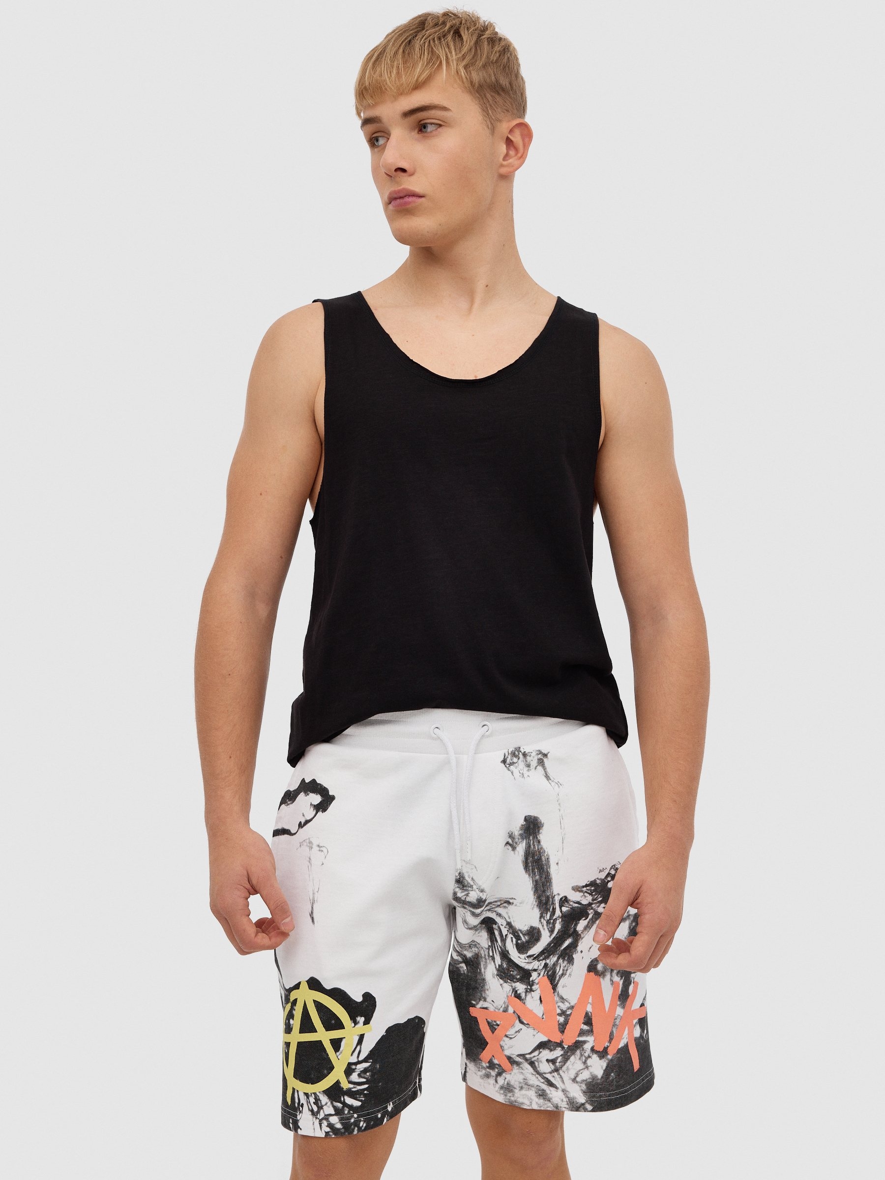 Jogger bermuda graffiti white
