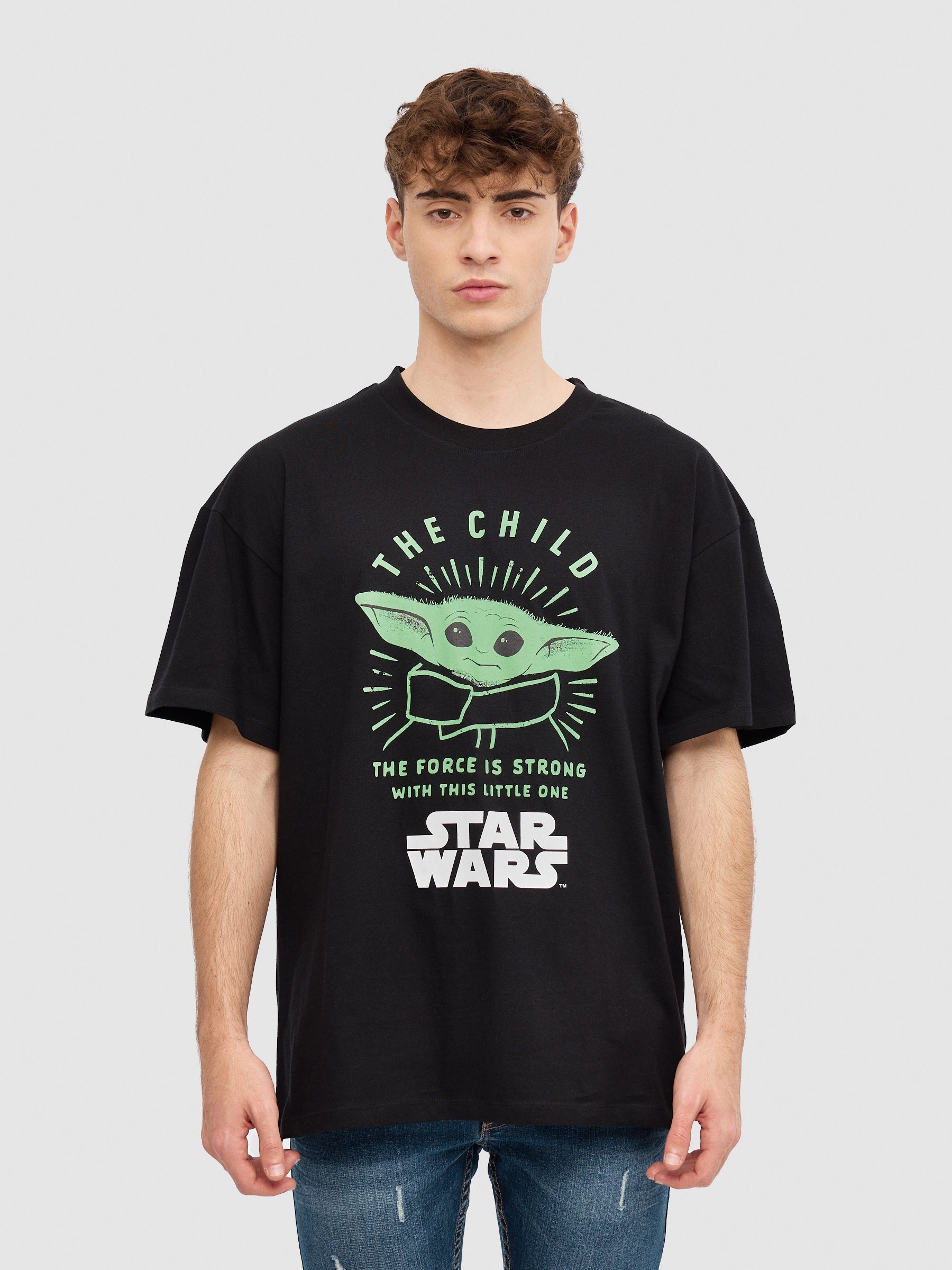 The Mandalorian Grogu T-shirt black middle front view