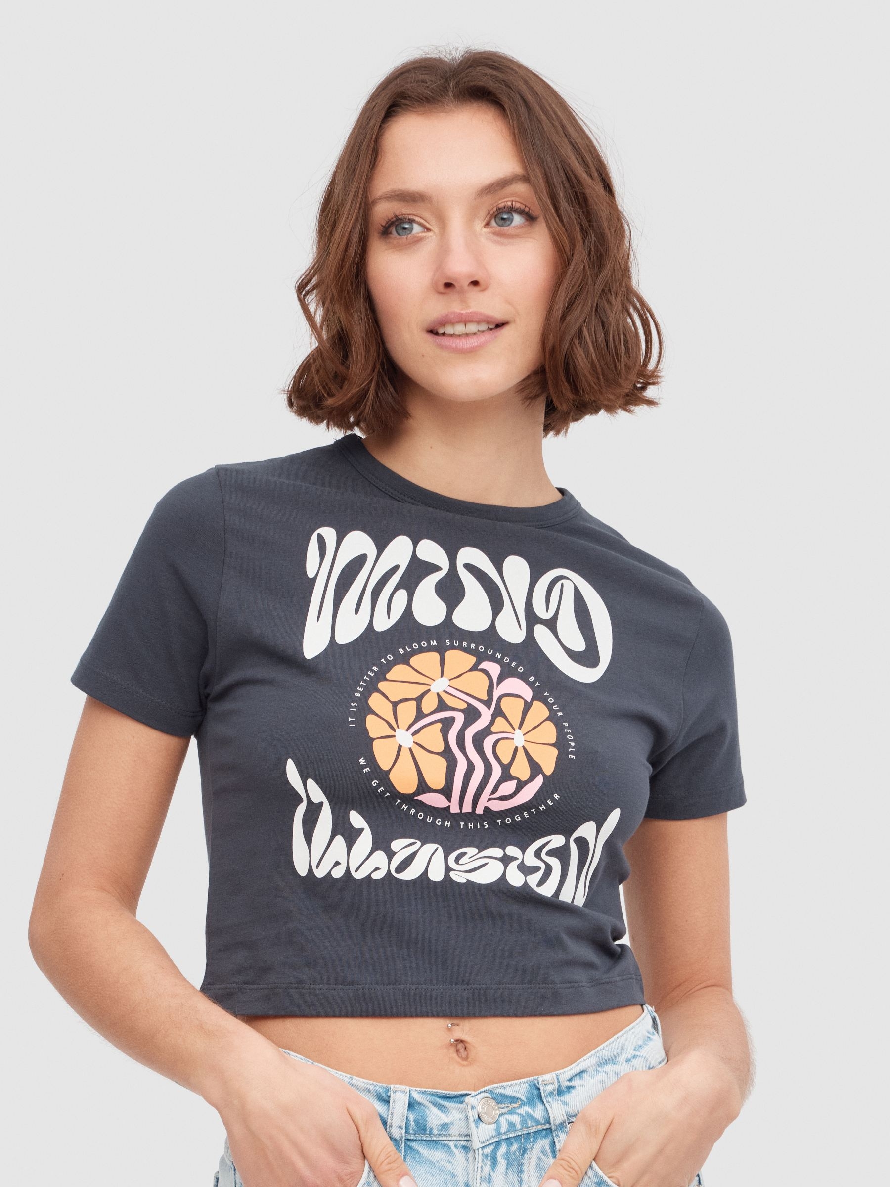 Mind Illusion crop top dark grey middle front view