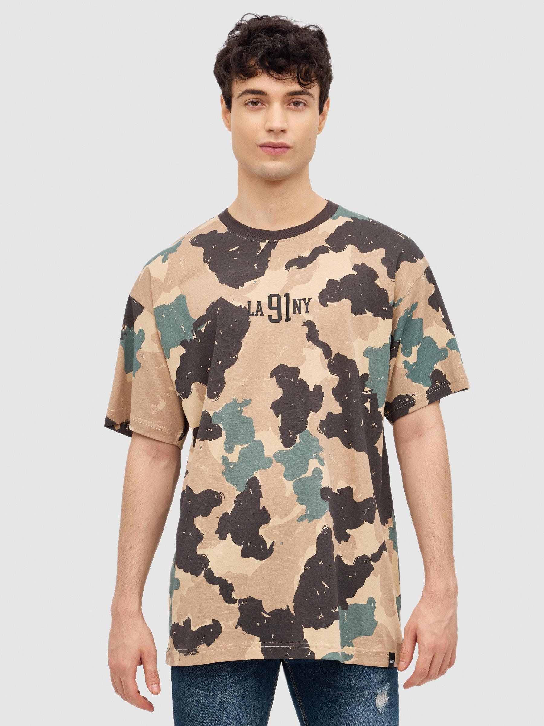 NY camouflage T-shirt sand middle front view
