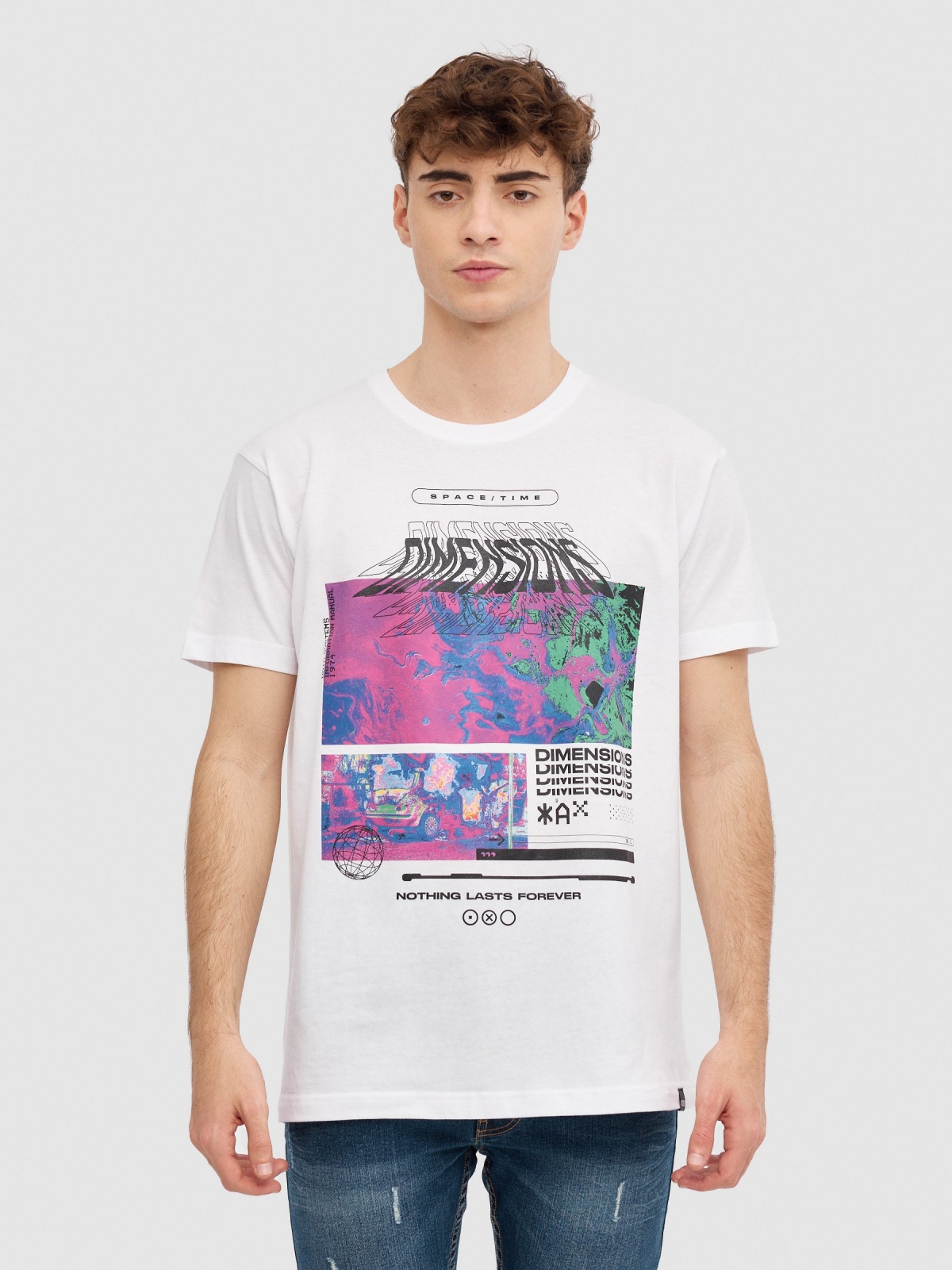 Camiseta Dimensions blanco vista media frontal