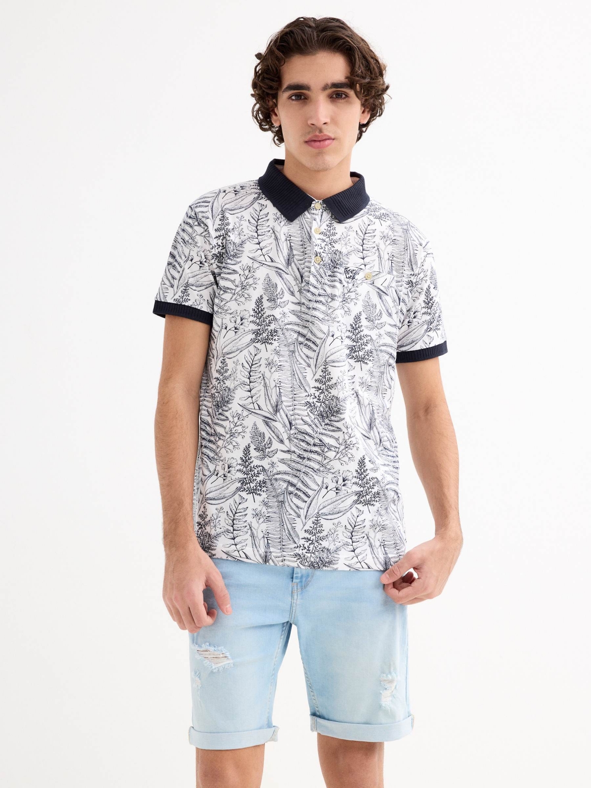 Bermudas denim skinny azul vista media frontal