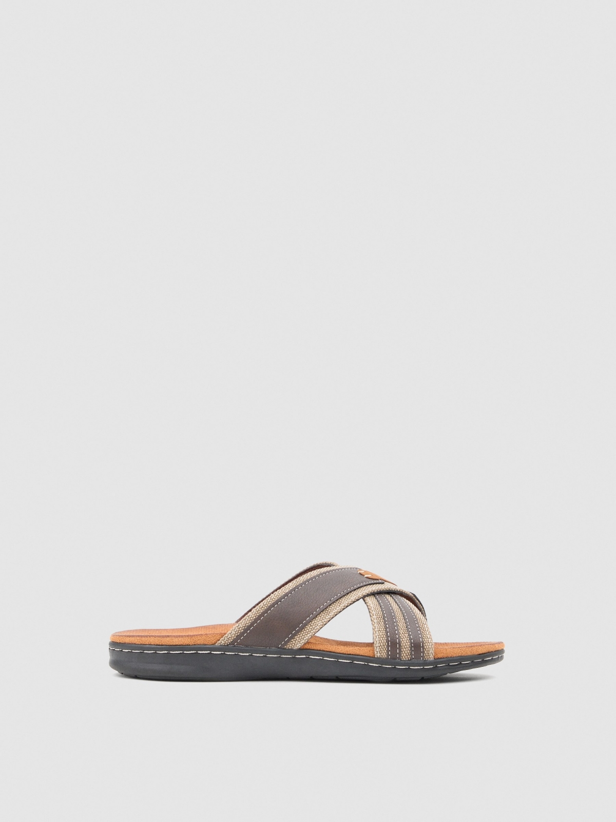 Canvas cross sandal dark brown