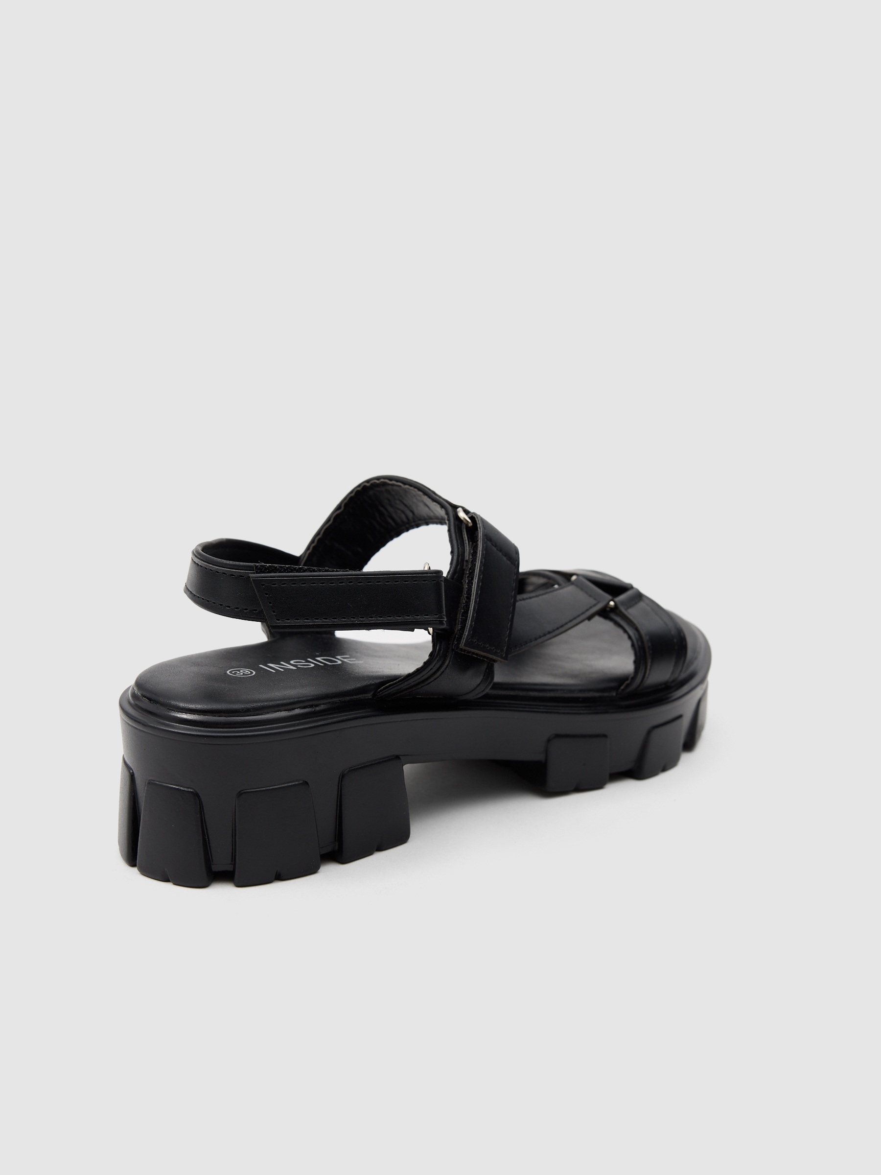 Platform track sandal black