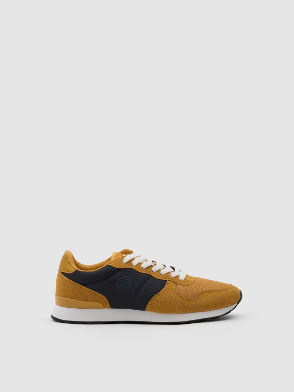 Two-tone contrast sneaker mustard